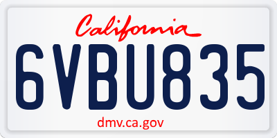 CA license plate 6VBU835