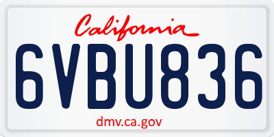 CA license plate 6VBU836
