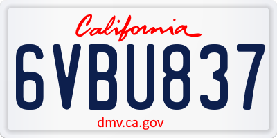 CA license plate 6VBU837