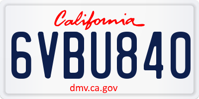 CA license plate 6VBU840