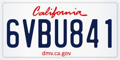 CA license plate 6VBU841