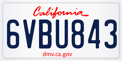 CA license plate 6VBU843