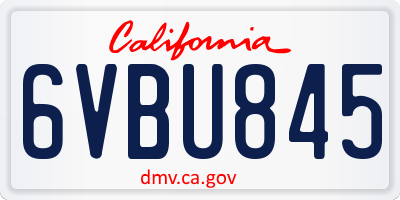 CA license plate 6VBU845