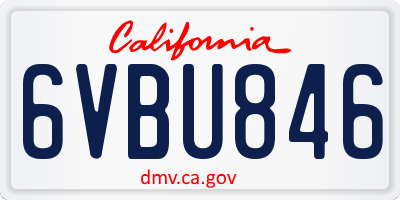 CA license plate 6VBU846