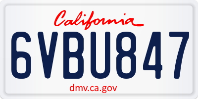 CA license plate 6VBU847