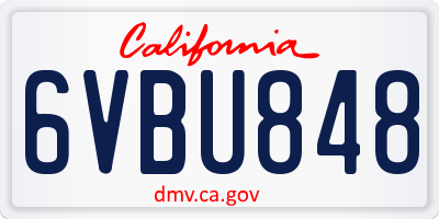 CA license plate 6VBU848