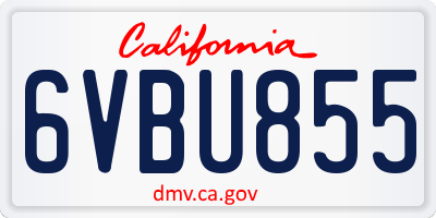 CA license plate 6VBU855
