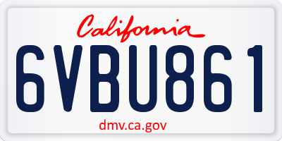 CA license plate 6VBU861