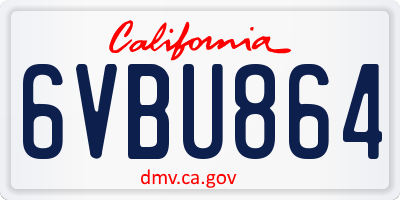 CA license plate 6VBU864
