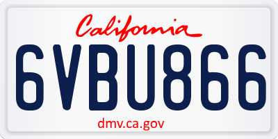 CA license plate 6VBU866
