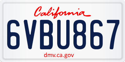 CA license plate 6VBU867
