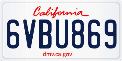 CA license plate 6VBU869