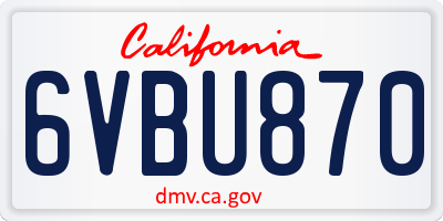CA license plate 6VBU870