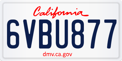 CA license plate 6VBU877