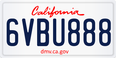 CA license plate 6VBU888