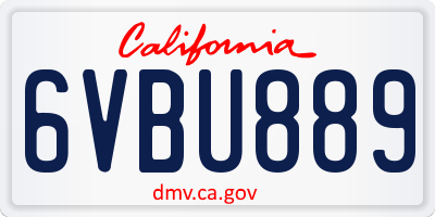 CA license plate 6VBU889