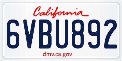 CA license plate 6VBU892