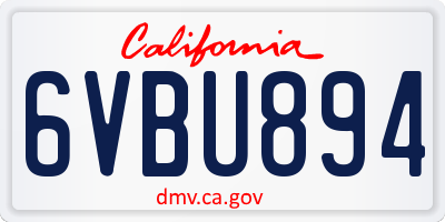 CA license plate 6VBU894