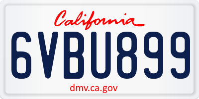 CA license plate 6VBU899