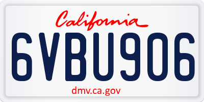 CA license plate 6VBU906