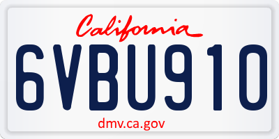 CA license plate 6VBU910