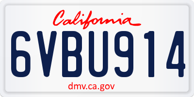CA license plate 6VBU914