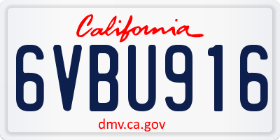 CA license plate 6VBU916