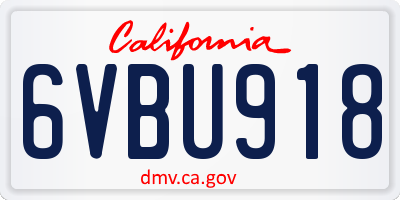 CA license plate 6VBU918