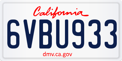 CA license plate 6VBU933