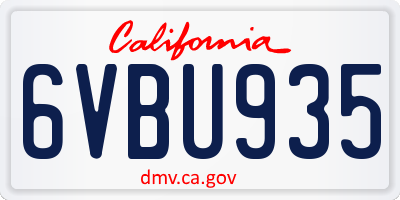 CA license plate 6VBU935