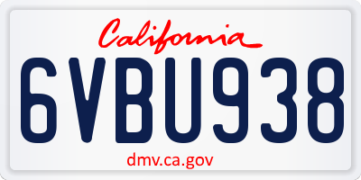 CA license plate 6VBU938