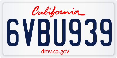 CA license plate 6VBU939