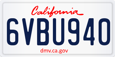 CA license plate 6VBU940