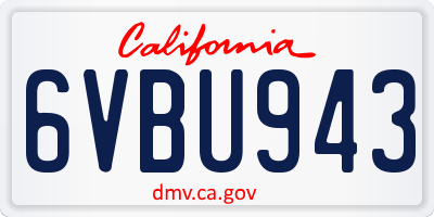 CA license plate 6VBU943