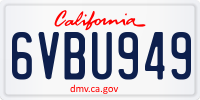 CA license plate 6VBU949