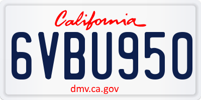 CA license plate 6VBU950