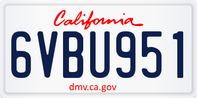 CA license plate 6VBU951