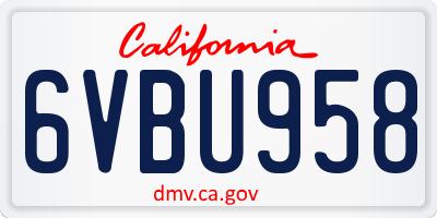 CA license plate 6VBU958