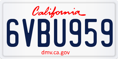CA license plate 6VBU959