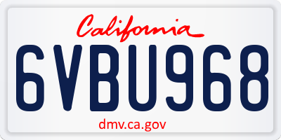 CA license plate 6VBU968