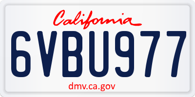 CA license plate 6VBU977
