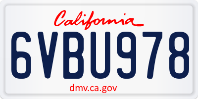 CA license plate 6VBU978