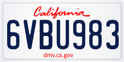CA license plate 6VBU983