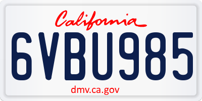 CA license plate 6VBU985