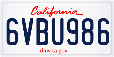 CA license plate 6VBU986