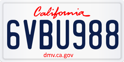 CA license plate 6VBU988