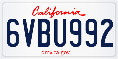 CA license plate 6VBU992