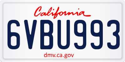 CA license plate 6VBU993