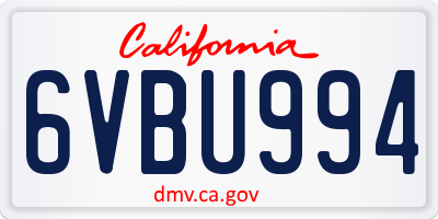 CA license plate 6VBU994