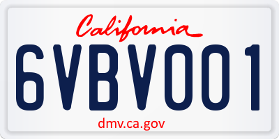 CA license plate 6VBV001